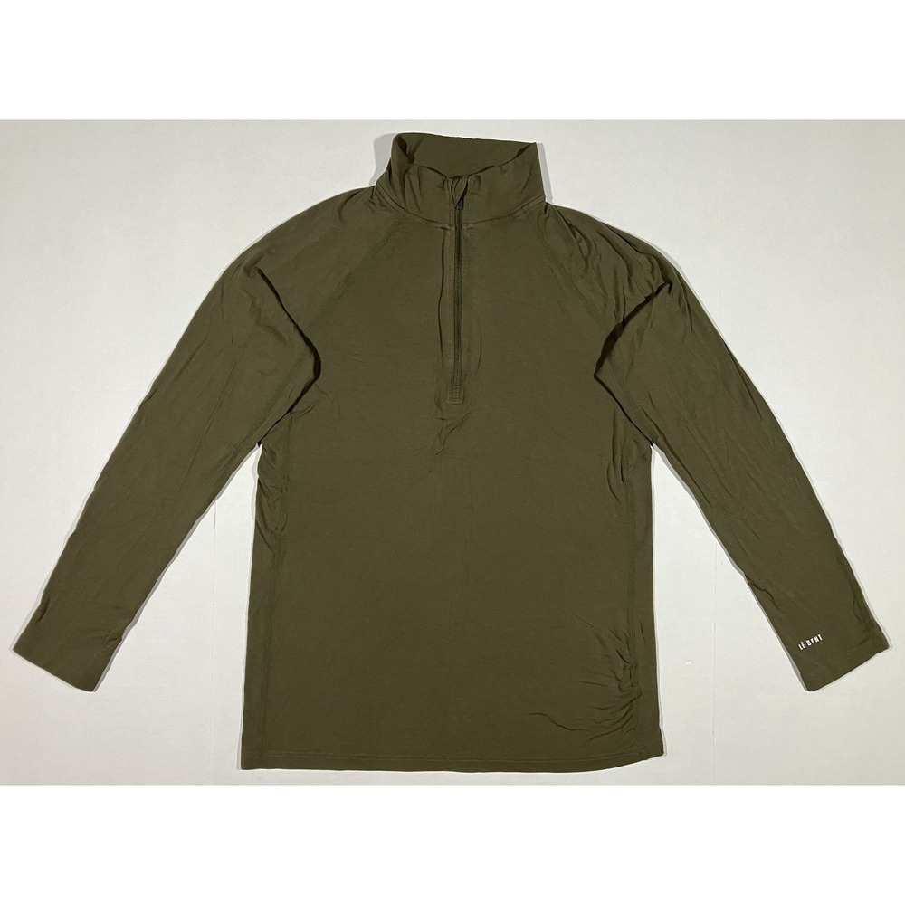 Le Bent 1/4 Zip Top Mens Medium Green Merino Wool Blend Baselayer 260GM
